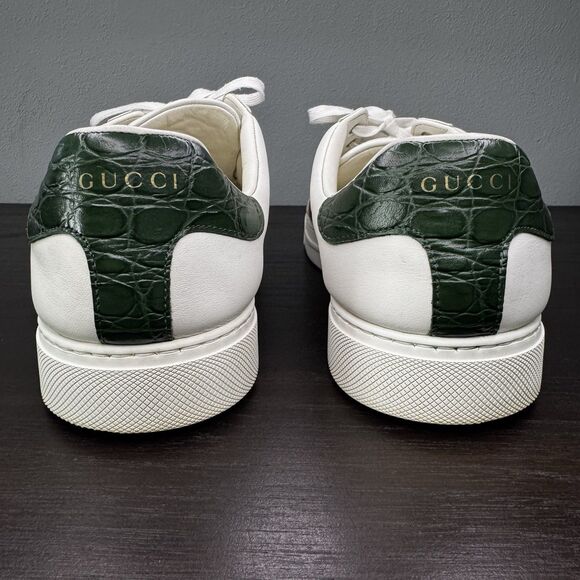 Gucci Ace White Leather Low Top Sneakers Green Red Web Croc Heel Size 11 US 12 main image 9